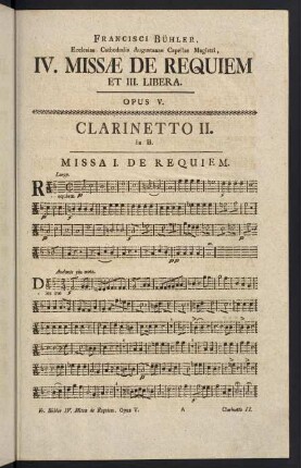 1-2, Missa I. De Requiem - Clarinetto II.
