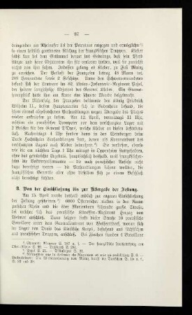 87, B. Von der Einschließung bis zur Übergabe der Festung