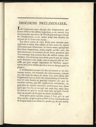 Discours préliminaire