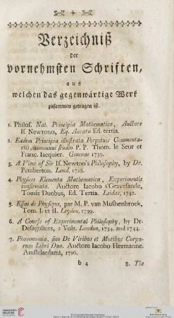 Verzeichniß der vornehmsten Schriften, aus welchen das gegenwärtige Werk zusammen getragen ist
