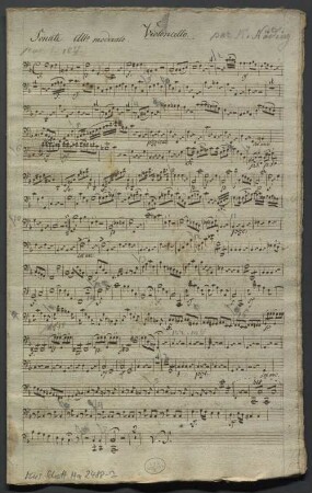Sonatas, vl, vlc, pf, F-Dur - BSB Mus.Schott.Ha 2488-2 : [heading, vl] Sonate. All|o moderato