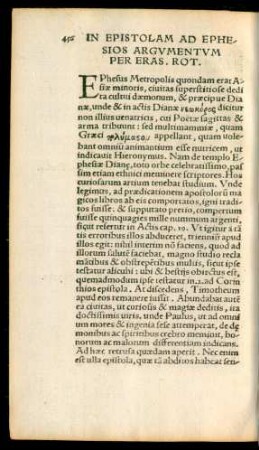 In Epistolam Ad Ephesios Argumentum Per Eras. Rot.