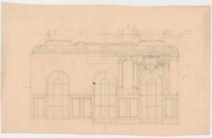 Thiersch, Friedrich von; München; Justizpalast - Decke (Schnitt); Wandabwicklung; Teilgrundriss