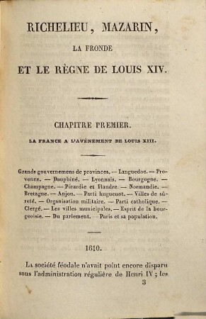 Richelieu, Mazarin, La Fronde Et Le Règne De Louis XIV, 1