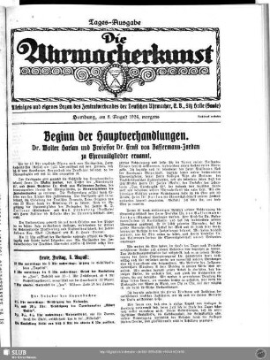 Beginn der Hauptverhandlungen