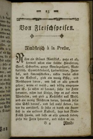 Von Fleischspeisen.