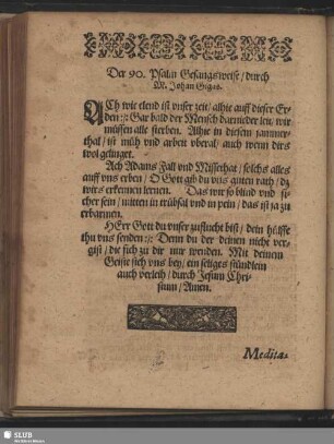 Der 90. Psalm Gesangsweise