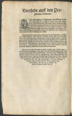Vorrhede auff den Propheten Nahum.
