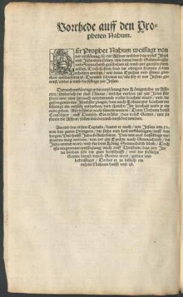Vorrhede auff den Propheten Nahum.