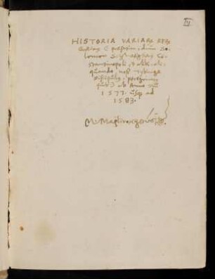 III, Titel: Historia variarum rerum Graecorum...