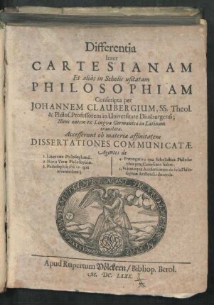 Differentia Inter Cartesianam Et alias in Scholis usitatam Philosophiam