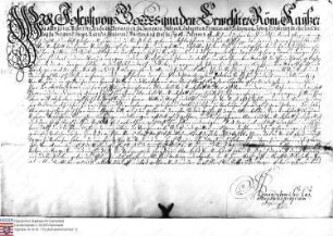 Kaiser Joseph belehnt mit den Handschuhsheimer Gütern Anselm Casimir, Franz Philipp, Franz Georg Joseph Freiherrn Wambold