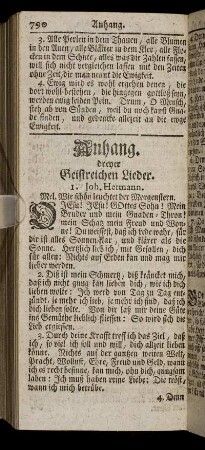 Anhang. dreyer Geistreichen Lieder.