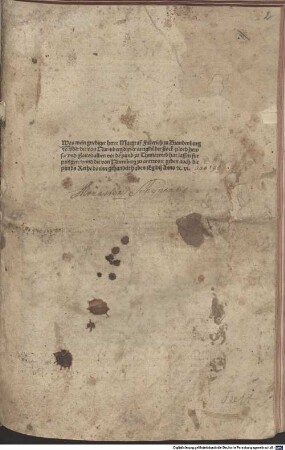 Was mein gnediger herre Margraf Friderich zu Brandenburg etc. vber die von Nurmberg dreyer artigkel der stock ploch hewser vnd glaitehalben vor de[n] pund zu Thunawerd hat lassen furpringen vnnd die von Nurmberg zu anttwort geben auch die punds Rethe dorinn gehandelt haben Egidij Anno etc. VI.