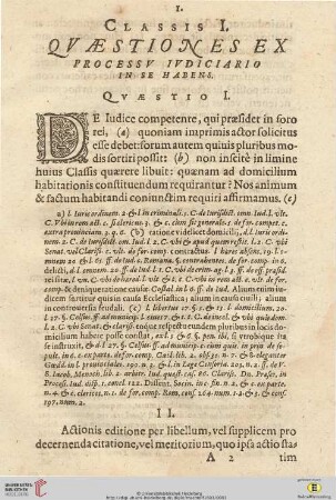 Classis I: Quaestiones ex processu iudiciario in se habens