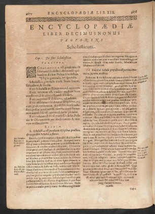 Encyclopaediae Liber Decimusnonus Proponens Scholasticam.