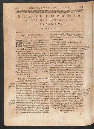 Encyclopaediae Liber Decimusnonus Proponens Scholasticam.