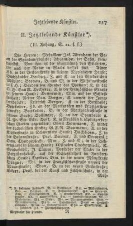 II. Jetztlebende Künstler. (III. Anhang, S. 22 f. f.)