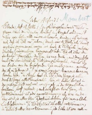 Brief an Alfred Mombert