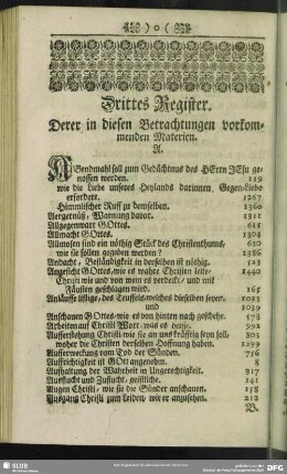 Drittes Register. Derer in diesen Betrachtungen vorkommenden Materien