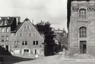 Würzburg, Neubaustraße : Würzburg. Neubaustraße. Blick von der Stephanstraße über den Main nach Westen gegen die Festung Marienberg