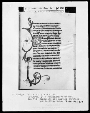 Gebetbuch des Konrad Peutinger — Initiale G(ratias) mit anschließender Ranke, Folio 130recto