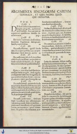 Argumenta Singulorum Capitum Generalia, Et Qua Pagina Quodquae Ordiatur.