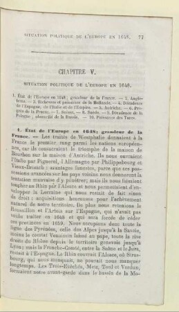 Chapitre V. Situation politique de l'Europe en 1648