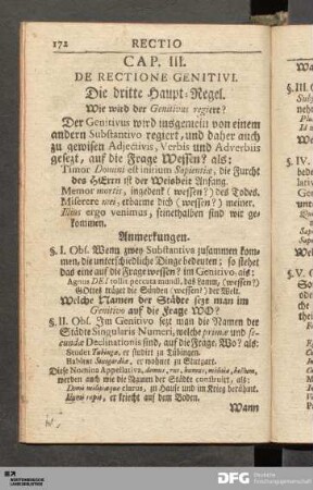 Cap. III. De Rectione Genitivi. Die dritte Haupt-Regel