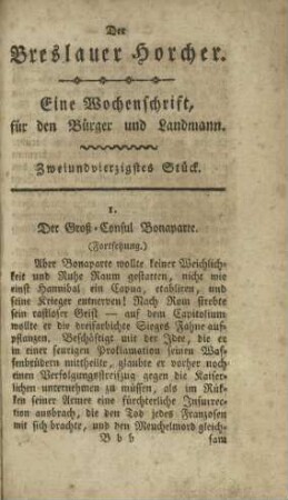 Breslauer Horcher, Zweiundvierzigstes Stück