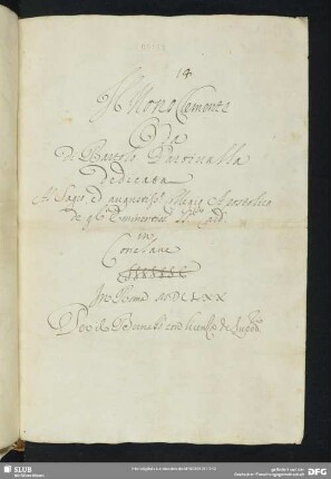 [Faszikel 21:] Il Nono Clemente (Ode)