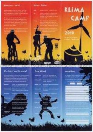Informations- und Programmblatt mit Anmeldung für das Klima Camp 2010 im Braunkohleabbaugebiet bei Erkelenz