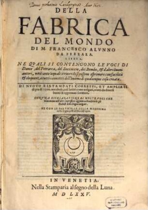 Della fabrica del mondo