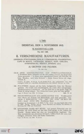 II. Verschiedene Manufakturen (Nr. 134-260)