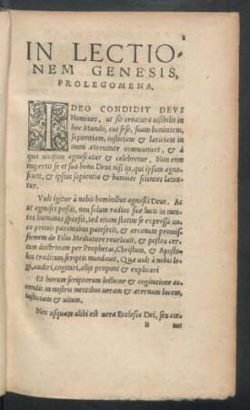 In Lectionem Genesis, Prolegomena.