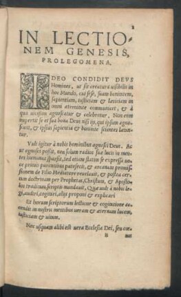 In Lectionem Genesis, Prolegomena.