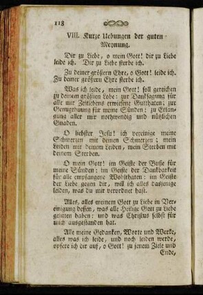 VIII. Kurze Uebungen der guten Meynung. - XV. Letzte Seufzer eines Sterbenden.