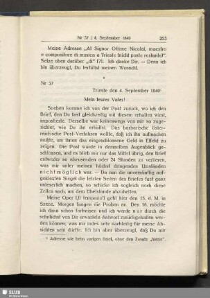 Nr 37. Trieste den 4. September 1840