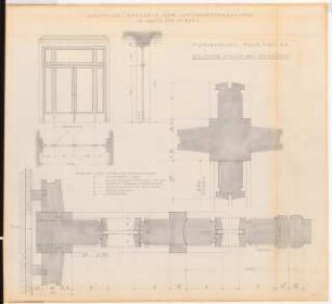 Preußischer Landtag, Berlin Umbau zum »Haus der Flieger«: Akademie für Luftfahrtforschung: Flurabschluss (Tür) Ansichten, Schnitt, Grundriss 1:20, Details 1:1