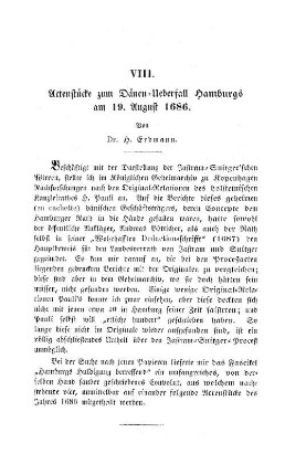 Actenstücke zum Dänen-Überfall Hamburgs am 19. August 1686.