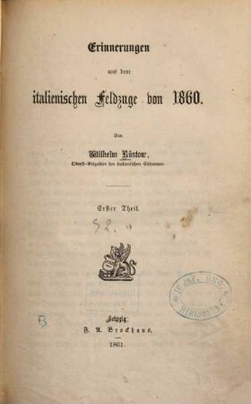 Erinnerungen aus dem italienischen Feldzuge von 1860, 1