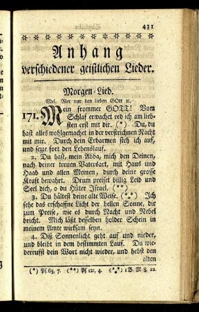 Anhang verschiedener geistlichen Lieder.