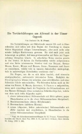 Die Tertiärbildungen am Albrand in der Ulmer Gegend
