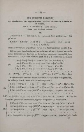 SUR QUELQUES FORMULES.