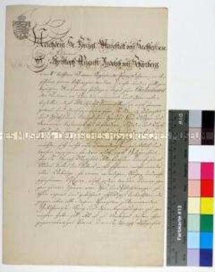 Patent von Friedrich August II. König von Sachsen mit Ernennung des Christoph August Rudolph von Schönberg zum Oberleutant der Infanterie