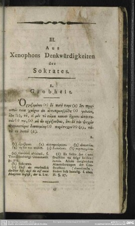 III. Aus Xenophons Denkwürdigkeiten des Sokrates