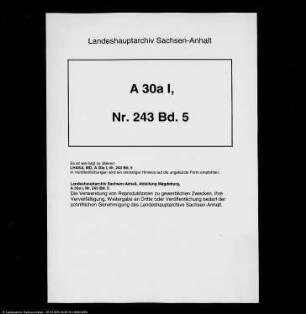 Pachtkontrakt, Kaution und Inventare der Amtsmühle zu Bitterfeld