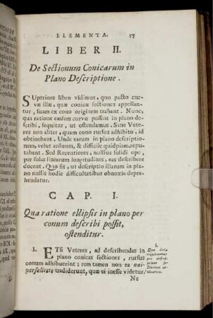 Liber II. De Sectionum Conicarum in Plano Descriptione.