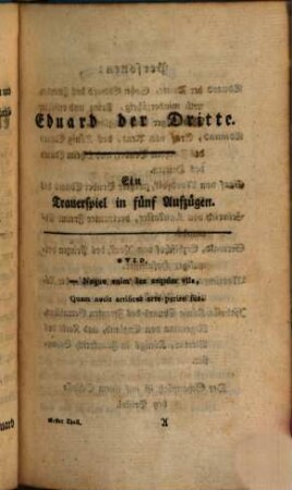 Trauerspiele, 1. Eduard der dritte. Richard der dritte