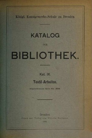 Katalog der Bibliothek. 9. 1896